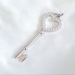 🆕Sterling CZ Pave Heart Skeleton Key Pendant